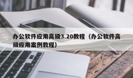 办公软件应用高级3.20教程（办公软件高级应用案例教程）