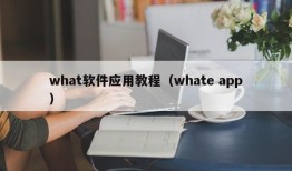what软件应用教程（whate app）