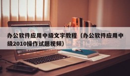 办公软件应用中级文字教程（办公软件应用中级2010操作试题视频）