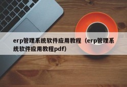erp管理系统软件应用教程（erp管理系统软件应用教程pdf）