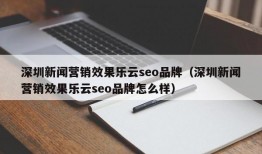 深圳新闻营销效果乐云seo品牌（深圳新闻营销效果乐云seo品牌怎么样）