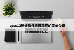 spss13统计软件应用教程的简单介绍