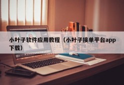 小叶子软件应用教程（小叶子接单平台app下载）