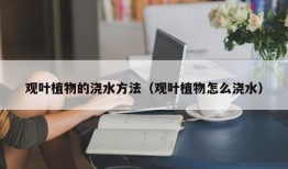 观叶植物的浇水方法（观叶植物怎么浇水）