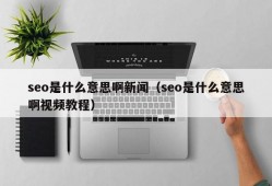 seo是什么意思啊新闻（seo是什么意思啊视频教程）