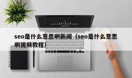 seo是什么意思啊新闻（seo是什么意思啊视频教程）