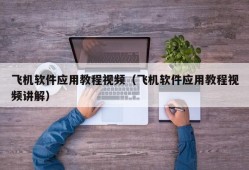飞机软件应用教程视频（飞机软件应用教程视频讲解）