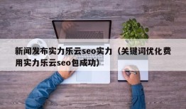 新闻发布实力乐云seo实力（关键词优化费用实力乐云seo包成功）
